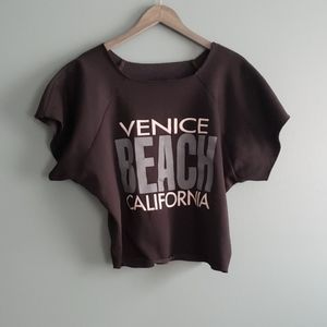 Venice Beach California black cropped sweatshirt